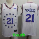 Youth Philadelphia 76ers #21 Joel Embiid Earned Edition Jersey White