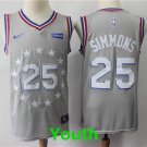 Youth Philadelphia 76ers #25 Ben Simmons Basketball Jersey City Edition Gray