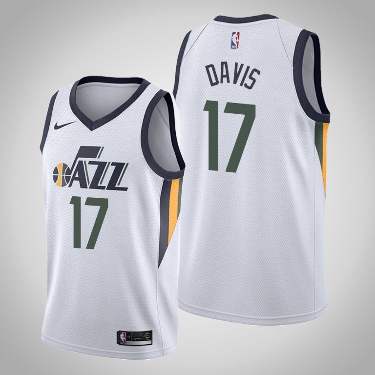 Men's Utah Jazz #17 Ed Davis Icon Edition Swingman Basketball Jersey White