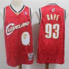 Men's BAPE Joint Cleveland Cavaliers #93 Retro Basketball Jersey Red Stitched