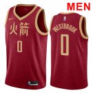 Men's Houston Rockets #0 Russell Westbrook Red City Basketball Jersey Stitched