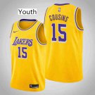 Youth Los Angeles Lakers#15  DeMarcus Cousins Yellow Icon Jersey Stitched