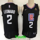 Youth Los Angeles Clippers #2 Kawhi Leonard Basketball Stitched Jersey Black