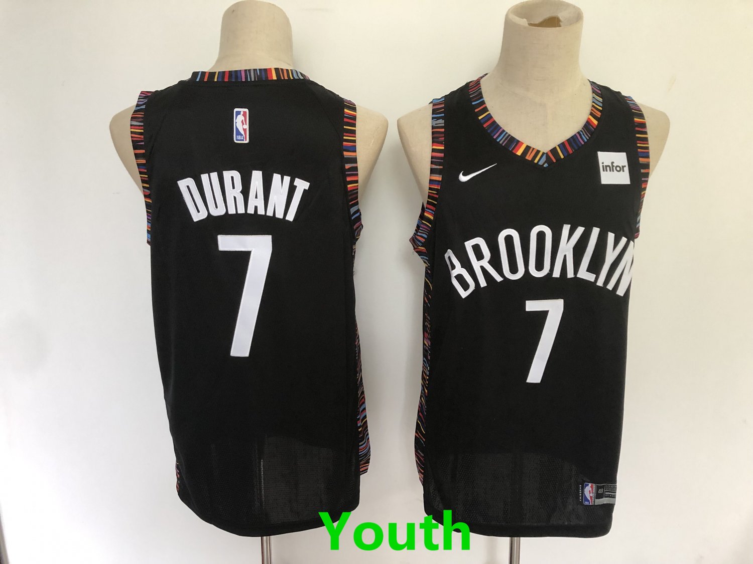 Youth Brooklyn Nets #7 Kevin Durant Black City Basketball Stitched Jersey