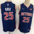 Men's Detroit Pistons #25 Derrick Rose Blue Basketball Stitched Jersey