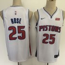 Men's Detroit Pistons #25 Derrick Rose White Basketball Stitched Jersey