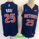Youth Detroit Pistons #25 Derrick Rose Blue Basketball Stitched Jersey