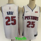 Youth Detroit Pistons #25 Derrick Rose White Basketball Stitched Jersey