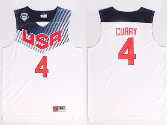 Men's Stephen Curry #4 USA Dream Team 2014 Basketball World Cup Jersey White