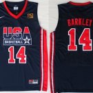 Men's Charles Barkley #14 Team USA BasketBall Throwback Jersey Navy Stitched