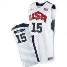 Men's Carmelo Anthony #15 Throwback 2012 Team USA BasketBall Jersey White Stitched