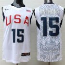 Men's Carmelo Anthony #15 Throwback 2008 Team USA BasketBall Jersey White Stitched