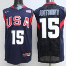 Men's Carmelo Anthony #15 Throwback 2008 Team USA BasketBall Jersey Navy Stitched