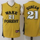 Men's Tin Duncan #21 Wake Forest College Basketball Jersey Stitched Yellow