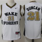 Men's Tin Duncan #21 Wake Forest College Basketball Jersey Stitched White