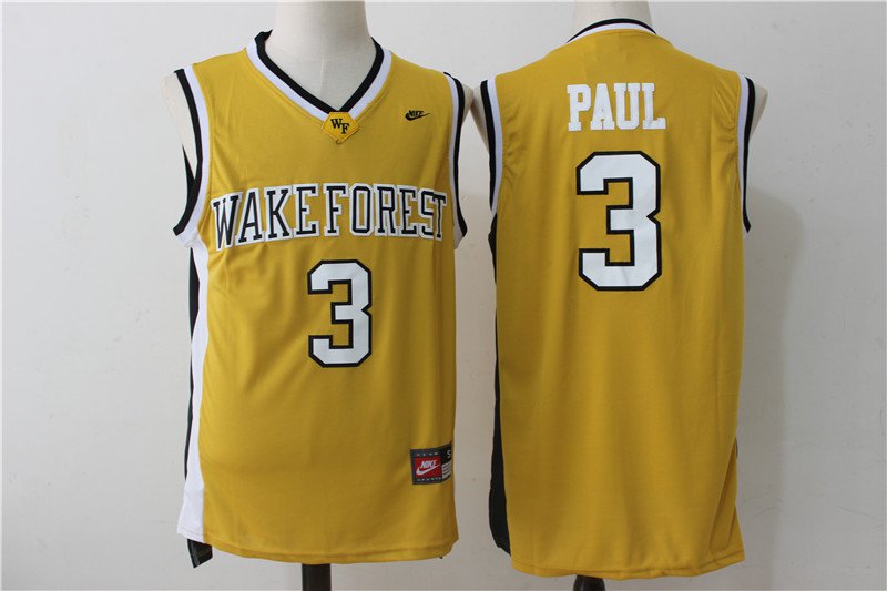 Men's Tin Duncan #3 Chris Paul College Basketball Jersey Stitched Yellow
