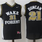 Men's Tin Duncan #21 Wake Forest College Basketball Jersey Stitched Black