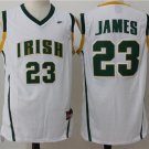Men's Lebron James #23 Irish High School Basketball Jersey White Stitched
