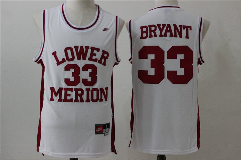 Men's Kobe Bryant #33 Lower Merion High School Stitched Jersey Throwback White