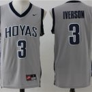 Men's Allen Iverson #3 Georgetown Hoyas College Basketball Jersey Stiched Gray