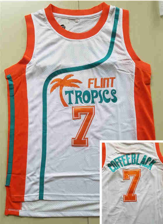 Semi Pro Flint Tropics #7 Coffee Black Throwback Jerseys White Retro Movie