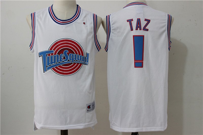 Space Jam Jersey Tune Squad White TAZ Movie Basketball Jersey Shirt New