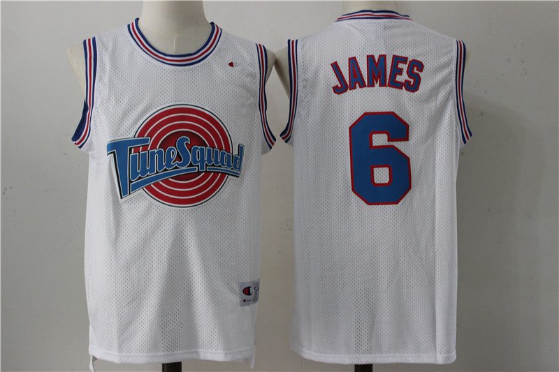 Space Jam Lebron James #6 Tune Squad Basketball Throwback White Jersey Movie