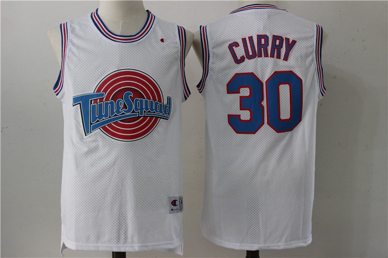 Space Jam Stephen Curry #30 Tune Squad Basketball Throwback White Jersey