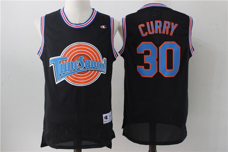 Space Jam Stephen Curry #30 Tune Squad Basketball Throwback Black Jersey