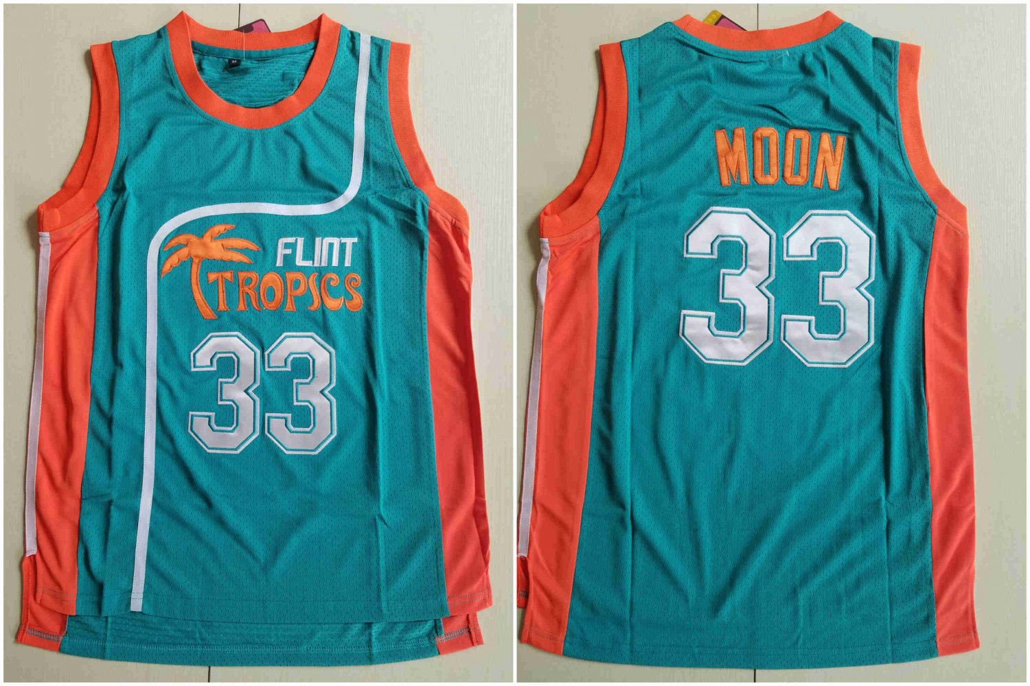 Jackie Moon #33 Flint Tropics Semi Pro New Basketball Jersey Teal Green