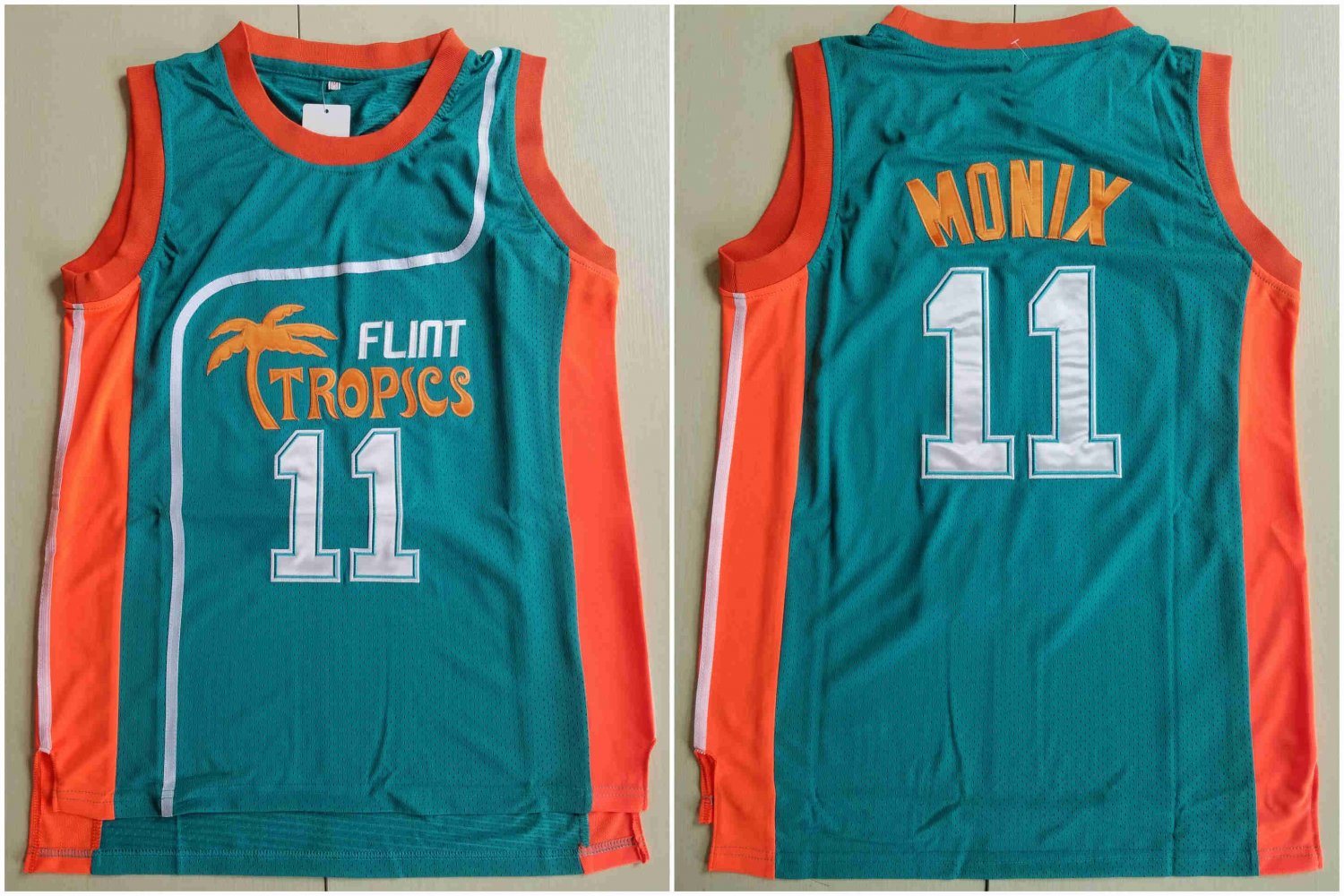 Ed Monix #11 Flint Tropics Semi Pro Movie Basketball Jersey Green