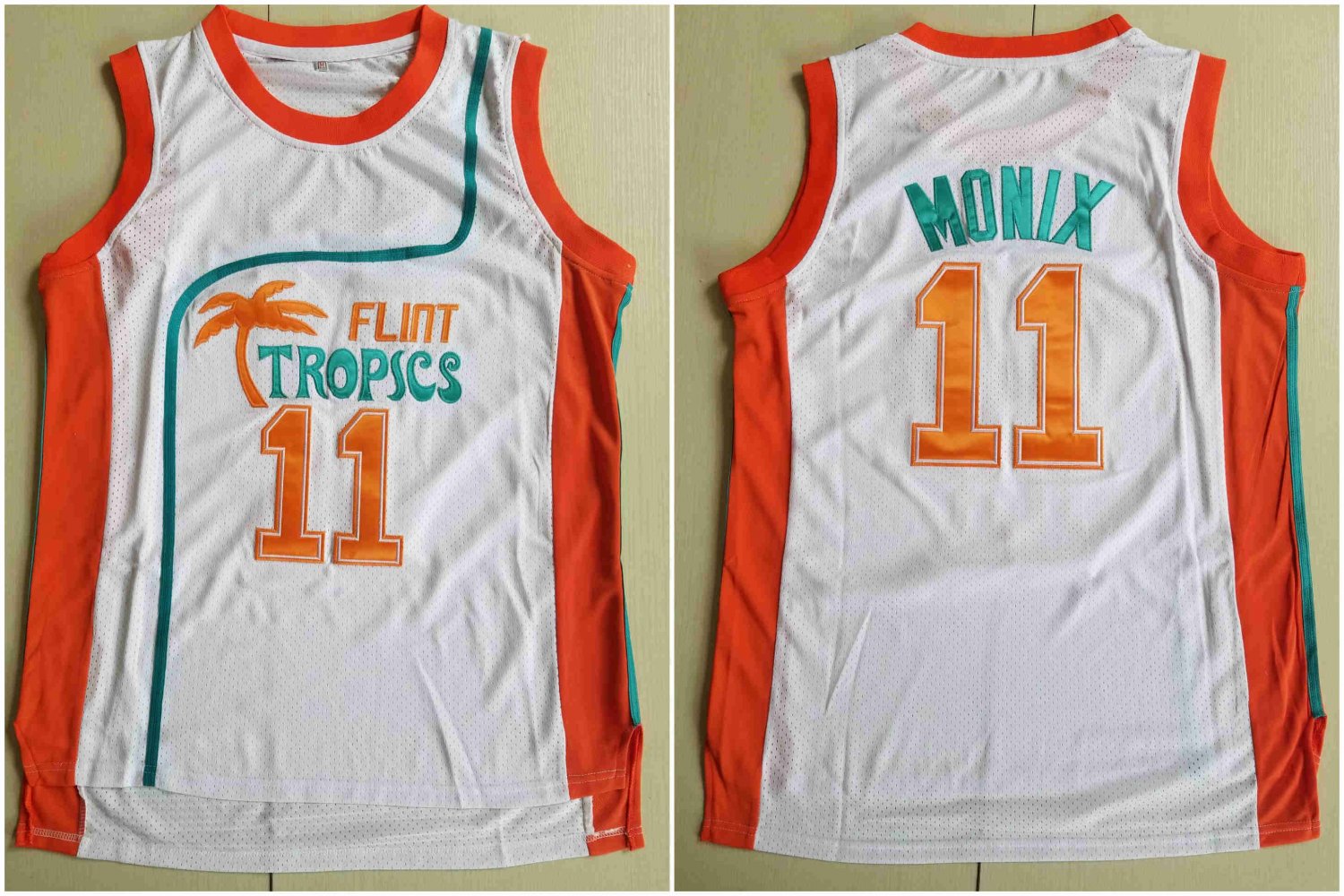 Ed Monix #11 Flint Tropics Semi Pro Movie Basketball Jersey White