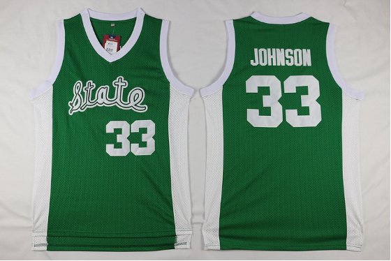 Men's Michigan State #33 Earvin Johnson Green College Basketball Jersey