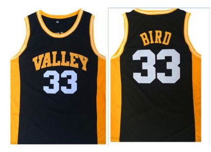 Men's Spring Valley High School #33 Larry Bird Black Basketball Jersey