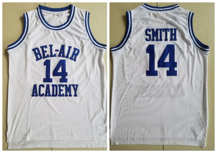 Men's BEL AIR Academy #14 Will Smith College Basketball jersey White