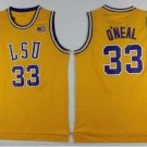 Men's LSU Tigers #33 Shaquille O'Neal Yellow College Basketball Jersey