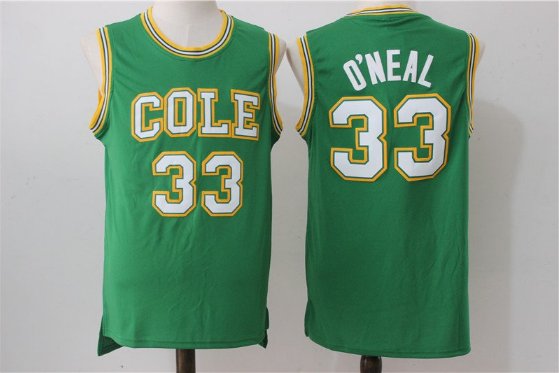 Men's Cole High School #33 shaquille O'Neal Green Basketball Jersey