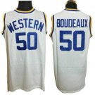 Men's Western Blue Chips #50 Neon Boudeaux White Movie Basketball Jersey