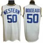 Men's Western Blue Chips #50 Neon Boudeaux White Movie Basketball Jersey