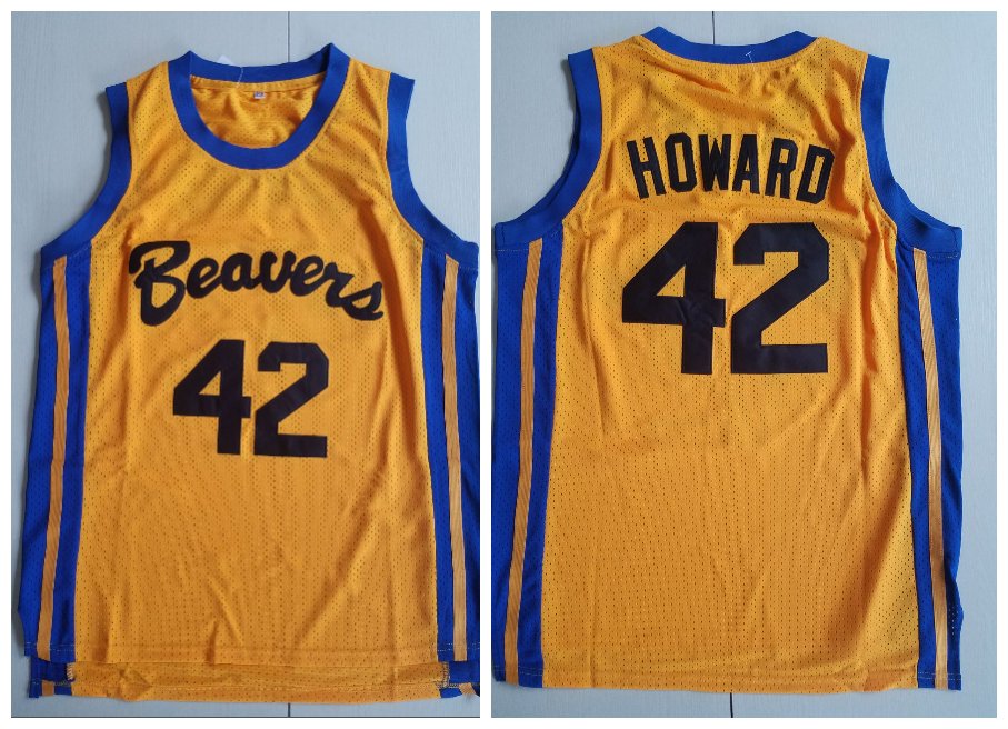 Teen Wolf Scott Howard Beacon Beavers #42 Jersey Basketball Men Stitched Yellow