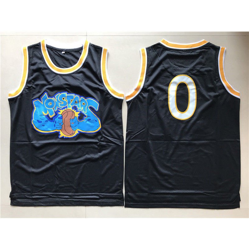 Men's Monstars #0 Alien Space Jam Movie Monsters Black Basketball Jersey