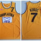 Men's Jugoplastika Yugoslavia Croatia #7 Toni Kukoc Basketball Jersey Yellow