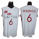 Men's Latvija Team #6 Kristaps Porzingis White Basketball Jersey