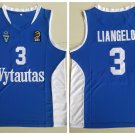 Men's LiAngelo Ball #3 Vytautas Lithuania Blue Basketball Jersey Stitched