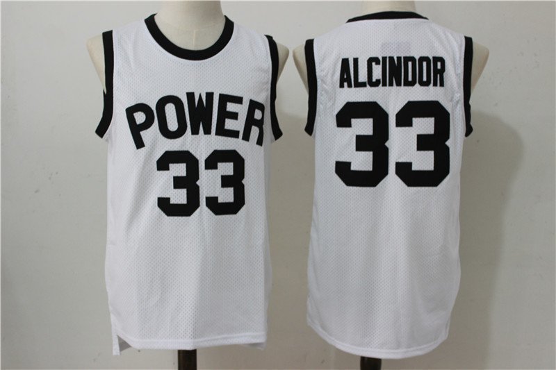 Lew Alcindor #33 POWER Memorial Academy High School Basketball Jersey White