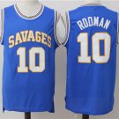 Men's Oklahoma Savages #10 Dennis Rodman College Basketball Jersey Blue