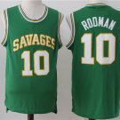 Men's Oklahoma Savages #10 Dennis Rodman College Basketball Jersey Green