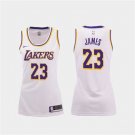 Women's Los Angeles Lakers 23# LeBron James White Dress Basketball Jersey