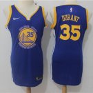 Women's Golden State Warriors #35 Kevin Durant Blue Dress Basketball Jersey