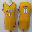 Women's Los Angeles Lakers #0 Kyle Kuzma Yellow Dress Basketball Jersey